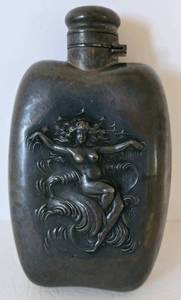 lot 124 image: Vintage Art Nouveau UNGER BROTHERS Sterling Silver Flask 