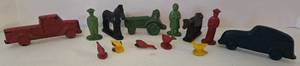 lot 155 image: Vintage Rubber Vehicles, Farm Animals, & People Toys