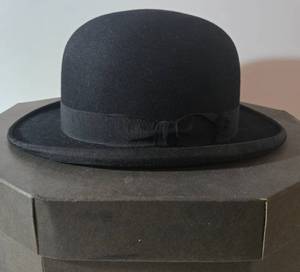 lot 194 image: Vintage STERLING HATS Black Bowler Hat