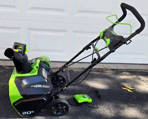 lot 201 image: Greenworks Cordless DigPro Snow Blower wBattery Charger