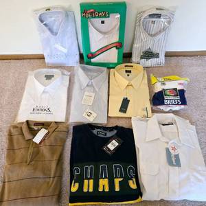 lot 242 image: Group of Mens Dress Shirts & Clothing and Brand New
