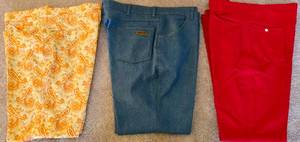 lot 243 image: 3 Vintage Mens Jeans & Polyester Pants - Retro & Costume Fun