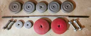 lot 258 image: Vintage Barbell Weights & Hand Weights