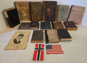 lot 264 image: 17 Antique Swedish Bibles, Song & Religious, ABCs Books & Other