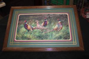 Wall Art - Phaesants , Wood FrameTriple Matte