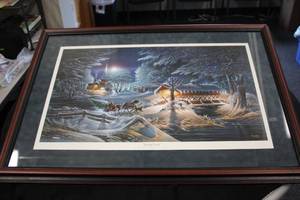 Wall Art - Evening Frost by Terry Redlin #4584 Signed&Numbered circa 2000 , Wood FrameSingle Matte