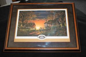 Wall Art - Morning Surprise - Tending to Morning Chores Down by the Pumphouse - Museum & Foundation Vignette by Terry Redlin Signed circa 1995 , Wood FrameDouble Matte