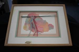 Original Work of Art  Hand-made, Hand-painted - Moon Shadows by Gomez Signed circa 1988 , Wood FrameSingle Matte
