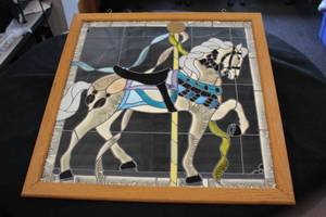 Stained Glass Art - Carousel Horse , Wood Frame