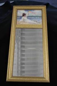 Wall Art with Mirror - Woman on the Beach by R. Tofan Signed , Framed