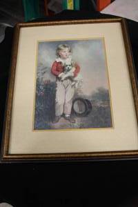 Wall Art - Boy with Dog , FramedSingle Matte