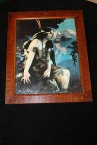 Wall Art - Indigenous Woman in the Mountains by K. Nelson Signed , Wood Frame