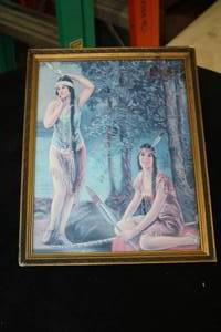 Wall Art - Two Indigenous Women in the Woods , Wood Frame