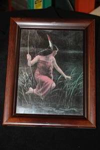 Wall Art - Indigenous Woman by the Water , Wood Frame