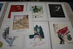 Lot of (7) Vintage 1940s Vogue Ad Reproductions