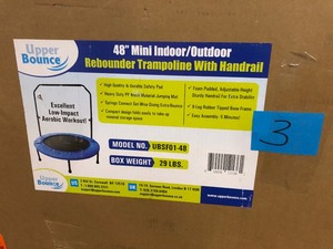 Machrus Upper Bounce Mini 48 Trampoline with Adjustable Bar and Safety Padding for Kids and Adults Customer return see pictures