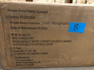 StyleWell Brisa Bright White Accent Cabinet with Double Elliptical Doors Customer Return see pictures