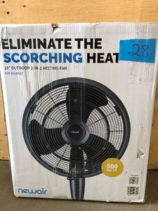 NewAir 18 in. 3-Speed Wide-Angle Oscillating Outdoor Personal Fan Misting and Pedestal for Cool Down 500 sq. ft. - Black customereturn see pictures
