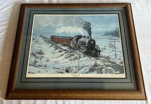 lot 24 image: Vintage Soo Train Art Print - Signed by Larry Fisher, February 1984, Frames and Matted - 27x23