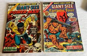 lot 39 image: Giant-Size Fantastic Four and Power Man (2) Comic Lot - Vol. 1 No. 1 1975 and Vol. 1 No.2 August 1974