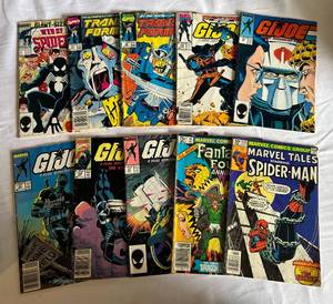 lot 43 image: (10) 1980s Comic Book Lot Including - Marvel Tales Spiderman, Fantastci Four, GI Joe, Transformers, Web of Spiderman