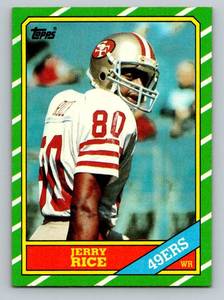 lot 8A image: Jerry Rice RC 1986 Topps #161 Rookie Vintage Football Card