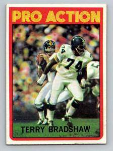 lot 11A image: Terry Bradshaw 2nd Year 1972 Topps #120 Pro Action Vintage Football Card