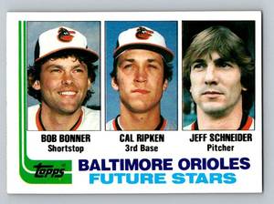 lot 13A image: Cal Ripken Jr. RC 1982 Topps #21 Orioles Future Stars Rookie Vintage Baseball Card