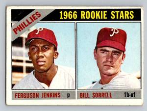 lot 35A image: Fergie Jenkins RC 1966 Topps #254 Phillies Rookie Stars Vintage Baseball Card