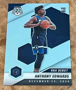 lot 47A image: Anthony Edwards RC 2020-21 Mosaic #261 Rookie Minnesota Timberwolves Basketball Card