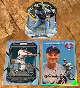lot 52A image: Harmon Killebrew  Rod Carew 3 Card Topps Chrome, Prizm Die Cut Lot - Minnesots Twins Baseball
