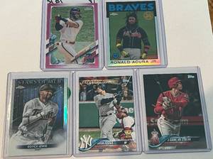 lot 54A image: 5 Card Baseball Star Lot - Ohtani, Judge, Harper, Acuma, Lewis - Baseball Cards