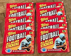 lot 63A image: (10) 1981 Topps Football Album Sticker Packs - Vintage Football Cards