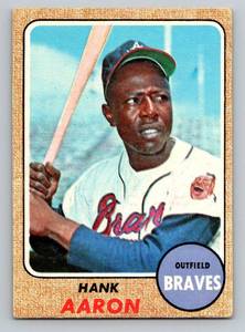 lot 43A image: Hank Aaron 1968 Topps #110 Vintage Baseball Card