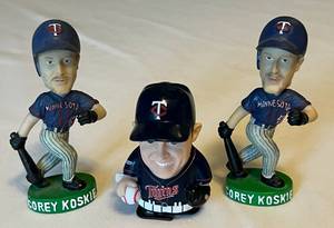 lot 102 image: Corey Koskie and Michael Cuddyer Mini Bobbleheads and Windup Toy - Minnesota Twins Baseball