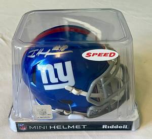 lot 32B image: Isaiah Hodgins Signed Mini Helmet with JSA COA - New York Giants Football