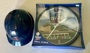 lot 24B image: Minnesota Twins 2010 Target Field Inaugural Season Clock and Construction Helmet - Baseball