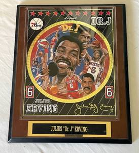 lot 25B image: Julius Erving Dr. J Basketball Wall Plaque