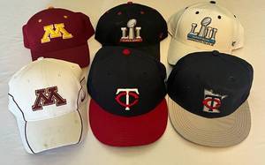 lot 42B image: (6) Minnesota Sports Hats - (2) Minnesota Twins (2) University of Minnesota (2) Super Bowl