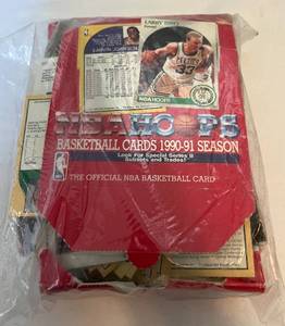 lot 57B image: 1990-91 Fleer Basketball Card Box - all the packs have been opened