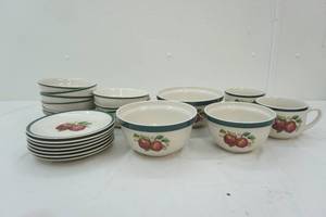 lot 128 image: Casuals snack plates (7), soup cups and 10 bowls, 3 serving bowls