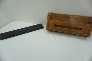 lot 82 image: 22 solid wood wall holder and floating black shelf
