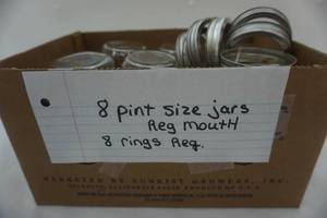 lot 134 image: 8 pint size jars reg mouth and rings