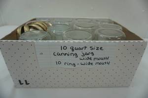 lot 135 image: 10 quart size jars wide mouth, and rings