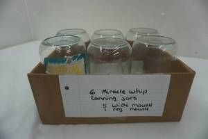 lot 137 image: 6 miracle whip canning jars