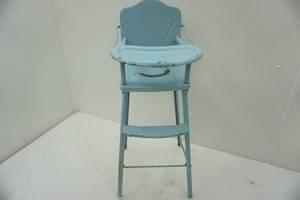 lot 163 image: Metal high chair. baby blue, 30 tall