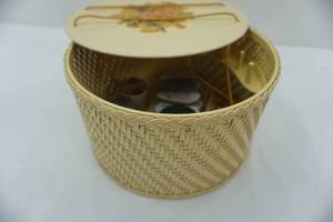 lot 165 image: Round sewing basket with contents