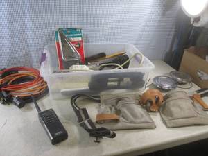 (EW5) Tote of Misc - Scanner, Leath...