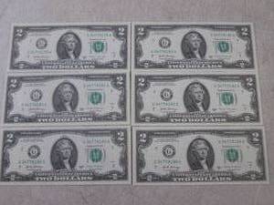 (CNTR) 6 Uncirculated $2 Dollar Bil...