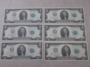 (CNTR) 6 Uncirculated $2 Dollar Bil...